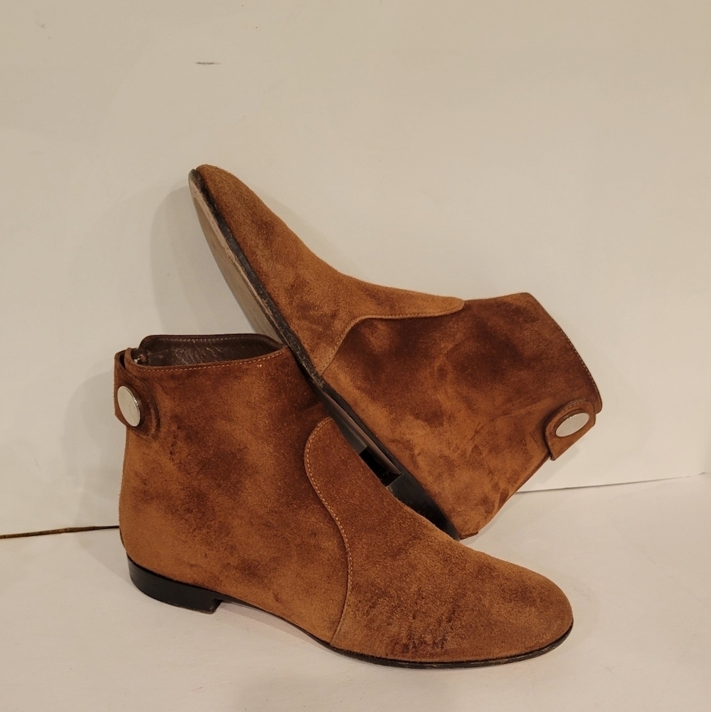 Gianni Rossi Lindon Suede Brown Booties Women's Size 36 - Picture 4 of 14